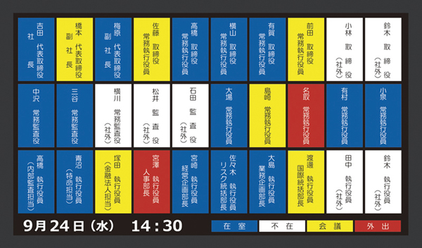 時刻表示やテロップ表示も可能です。