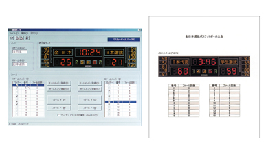 競技結果（左：モニタ画面／右：プリントアウト例）
